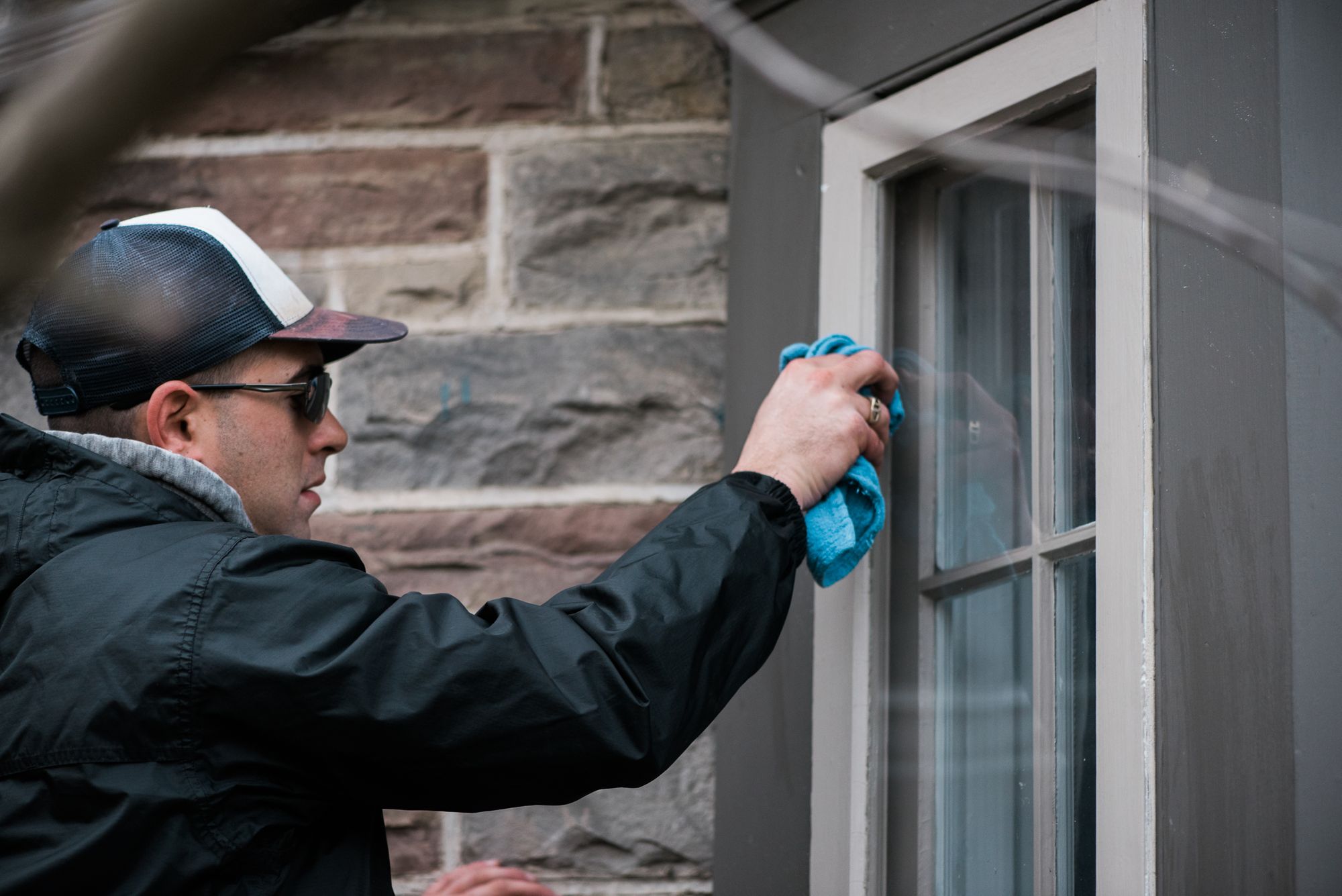 A window cleaning pro at work